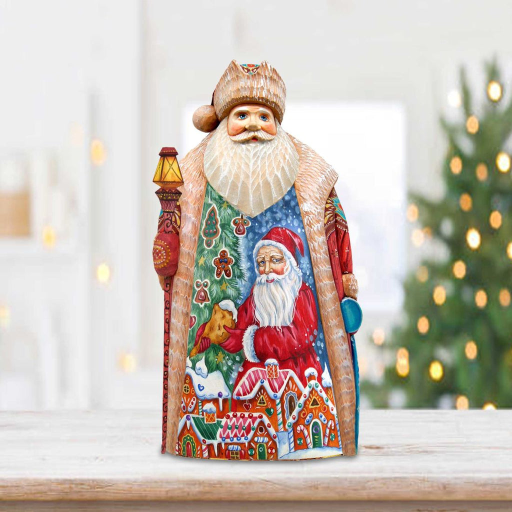 Gingerbread House Santa Hand-Painted WOODCARVED Masterpiece by G. DeBrekht - Christmas Decor - 210225SE