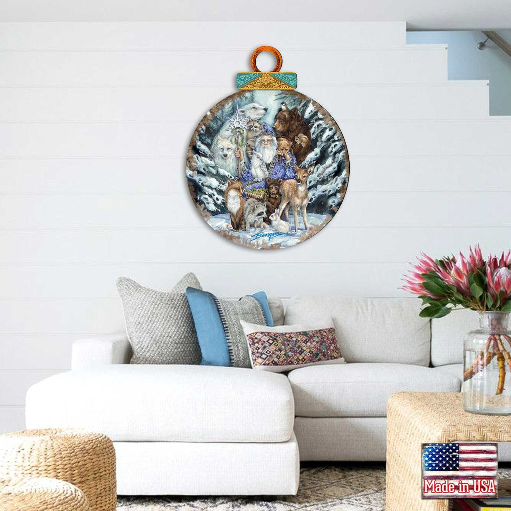 Gather in Peace Father Winter Animals Wall Hanger by J. Bergsma - Christmas Decor - 8591968H-JB