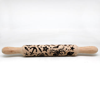 One-of-a-Kind Rolling Pin Marine Design with Wood Handles Solid Wood and Hand-Carved 13,5x2x2 by GDeBrekht - Unique Handcrafted