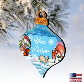 Forest Friends Christmas Picture Frame Ornaments - Ornament for Photo - Christmas Santa Snowman Decor - 8112182-4PF