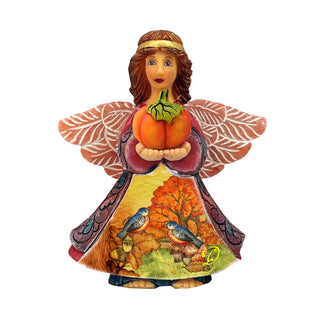 Autumn Angel with Pumpkin Handcrafted Christmas Figurine by G. DeBrekht - Thanksgiving Halloween Decor - 516655