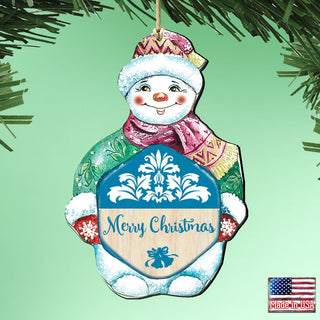 Snowman Christmas Wooden Ornaments by G. DeBrekht - Christmas Santa Snowman Decor - 8116101
