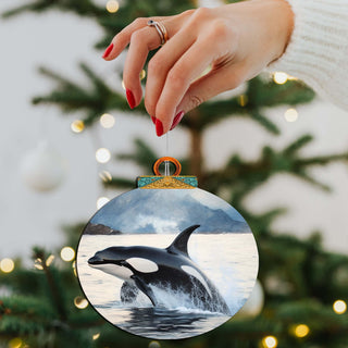 Alaskan Orcas Wooden Ornaments by G.Debrekht - Wildlife Holiday Decor - 870051