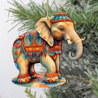 Carousel Elephant Wooden Ornaments by G. Debrekht - Christmas Decor - 8100192-3