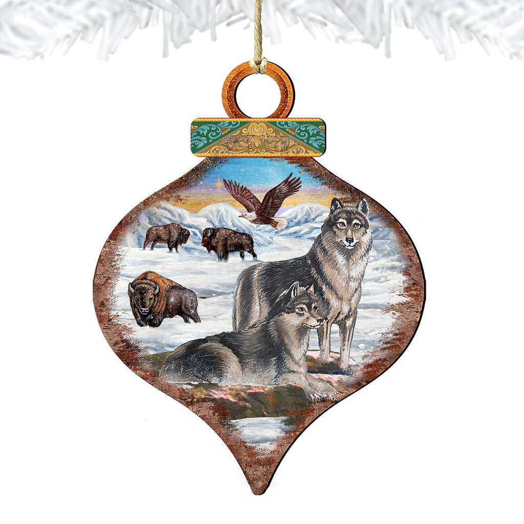 Wolves Drop Wooden Ornaments by G. DeBrekht - Wildlife Holiday Decor - 8035219