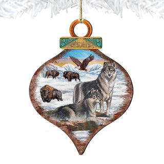 Wolves Drop Wooden Ornaments by G. DeBrekht - Wildlife Holiday Decor - 8035219