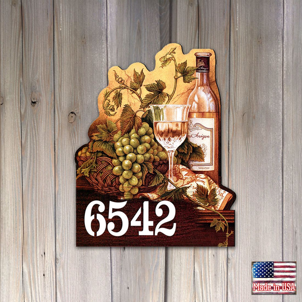 Vine Lovers Wooden Custom House Number Sign by G. DeBrekht - Love Family Kids Decor - Handcrafted Wooden Handcrafted Wooden Handcrafted Wooden Handcrafted Wooden Address Sign - MA95349