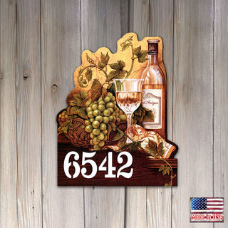Vine Lovers Wooden Custom House Number Sign by G. DeBrekht - Love Family Kids Decor - Handcrafted Wooden Handcrafted Wooden Handcrafted Wooden Handcrafted Wooden Address Sign - MA95349