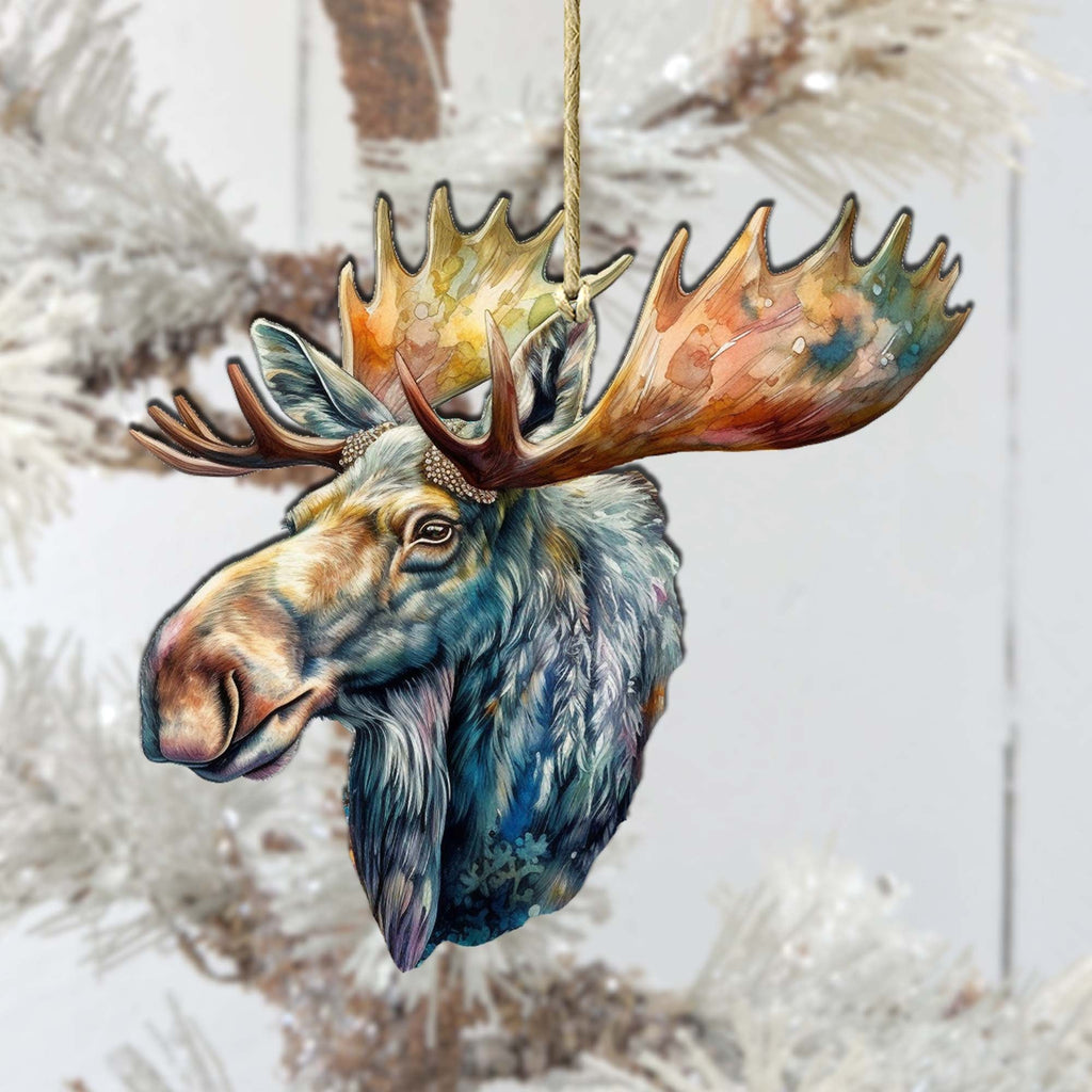 Alaskan Majestic Moose Wooden Ornaments by G.Debrekht - Wildlife Holiday Decor - 8710108-1