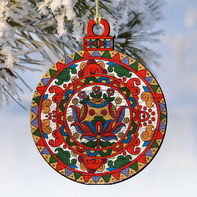 Colorful Round Wooden Ornaments - Christmas Santa Snowman Decor - 8117421