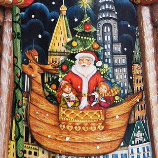 Christmas in City Santa Hand-Painted WOODCARVED Masterpiece by G. DeBrekht - Nativity Holiday Decor - 215631