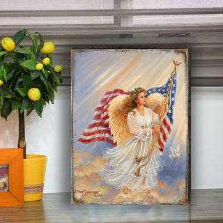 American Angel Art Wooden Wall Art by D. Gelsinger - American Patriotic Decor - 95655B-0107
