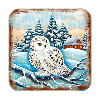 Owl Wooden Cork Coasters Gift Set of 4 by Nature Wonders - Nature Wildlife Decor - 95213C-S4