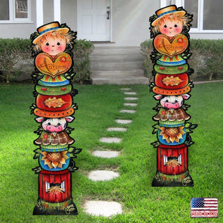 For the Love of Autumn Set of 2 Walkway Greeters Outdoor Decor by Jamie Mills-Price - Halloween Thanksgiving Decor - 8457804F-S2