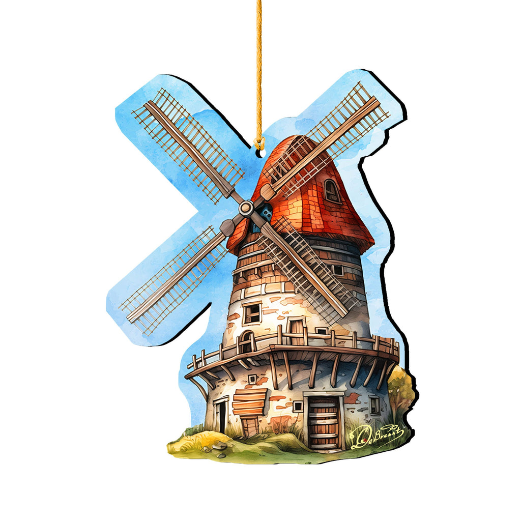 Windmill Decorative Wooden Ornaments by G. Debrekht - Love Family Decor - 8688313