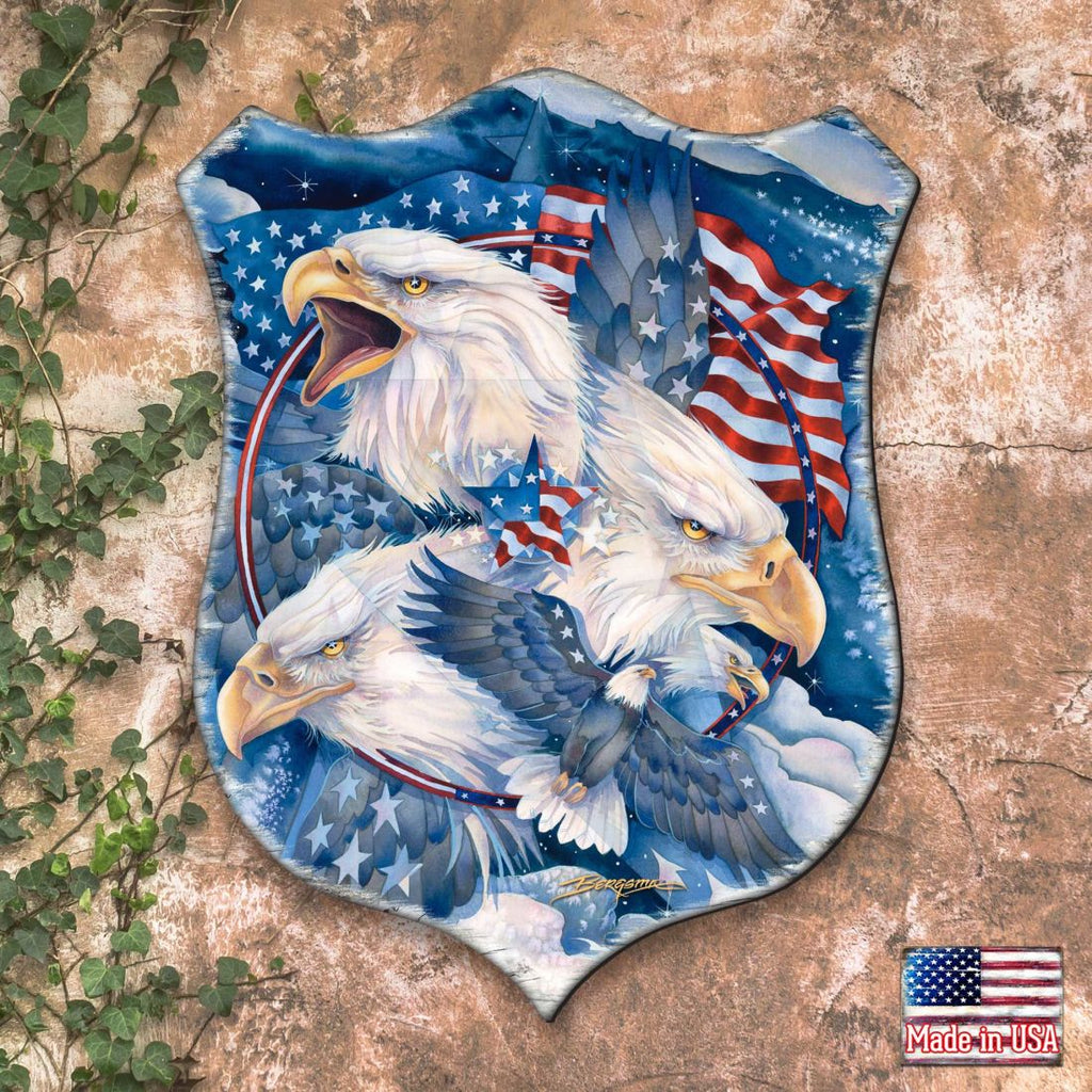Allegiance Patriotic Eagles Wall Art by J. Bergsma - Wildlife Holiday Decor - 8591730W-JB