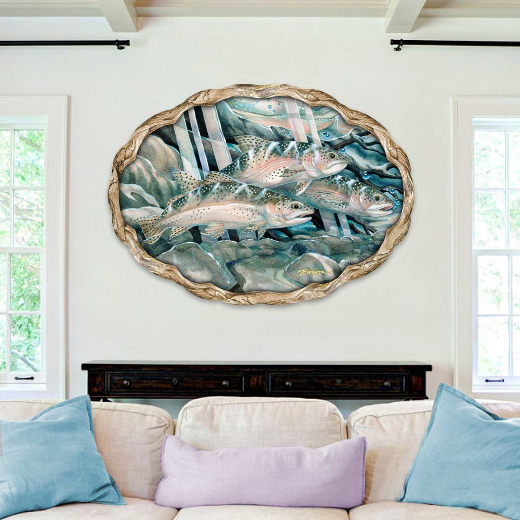 Catch the Rainbow Trout Wildlife Wall Art - J. Bergsma - Wildlife Holiday Decor - 8591674W-JB