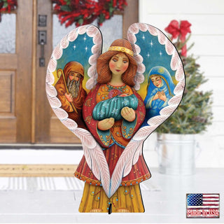 Holy Family Angel Outdoor Decor by G. DeBrekht - Nativity Holiday Decor - 8154107F
