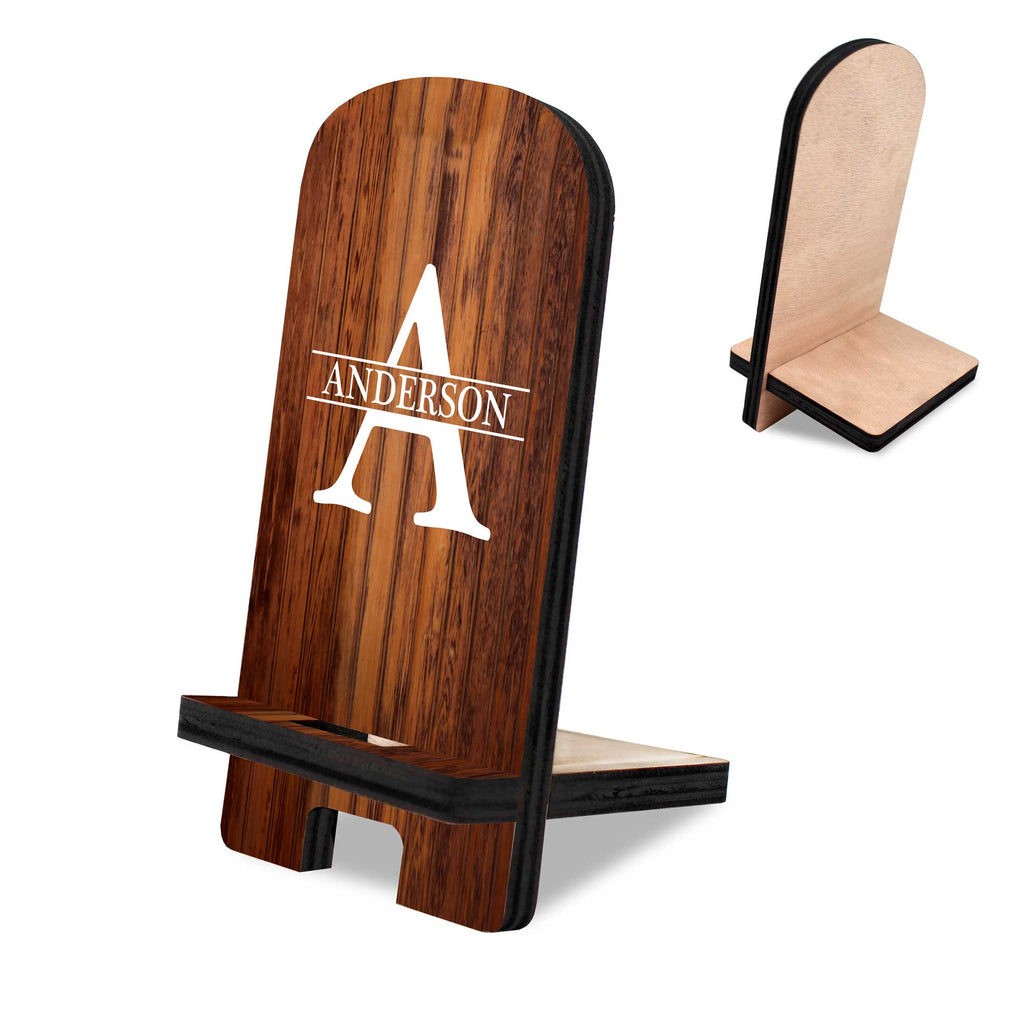 Family Name Personalized Cell Phone Stand Custom Monogram Wood Stand Mobile Tablet Holder Charging Station Organizer - 892010P