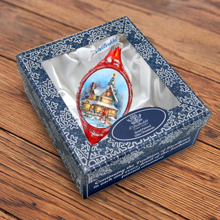 Christmas Cottage Drop Glass Ornament by G. Debrekht Christmas Santa Snowman Decor - 757-042