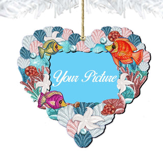 Coastal Heart Picture Frame Ornaments - Ornament for Photo - Coastal Holiday Decor - 8198737PF