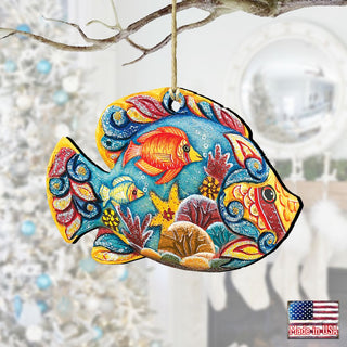 Tropical Fish Christmas Wooden Ornaments by G. DeBrekht - Coastal Holiday Decor - 8126121