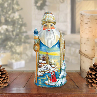Winter Beacon Santa Hand-Painted WOODCARVED Figurine by G.DeBrekht - Christmas Decor - 243011 *** PRE-ORDER - Handmade Just for You! ***