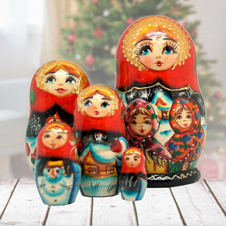 The Best Friends Matreshka Nesting Hand-Painted Dolls Set of 5 by G. DeBrekht - Christmas Decor - 140071