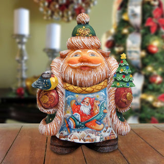 Airplane Santa Handcrafted Christmas Figurine - G. DeBrekht - Christmas Santa Snowman Decor - 533432