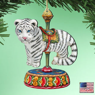 Carousel Tiger Christmas Wooden Ornaments by G. DeBrekht - Carousel Holiday Decor - 8114046