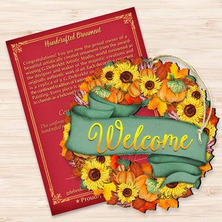 Flower Fall Wreath Wooden Ornaments by G. DeBrekht - Thanksgiving Halloween Decor - 8185305-2