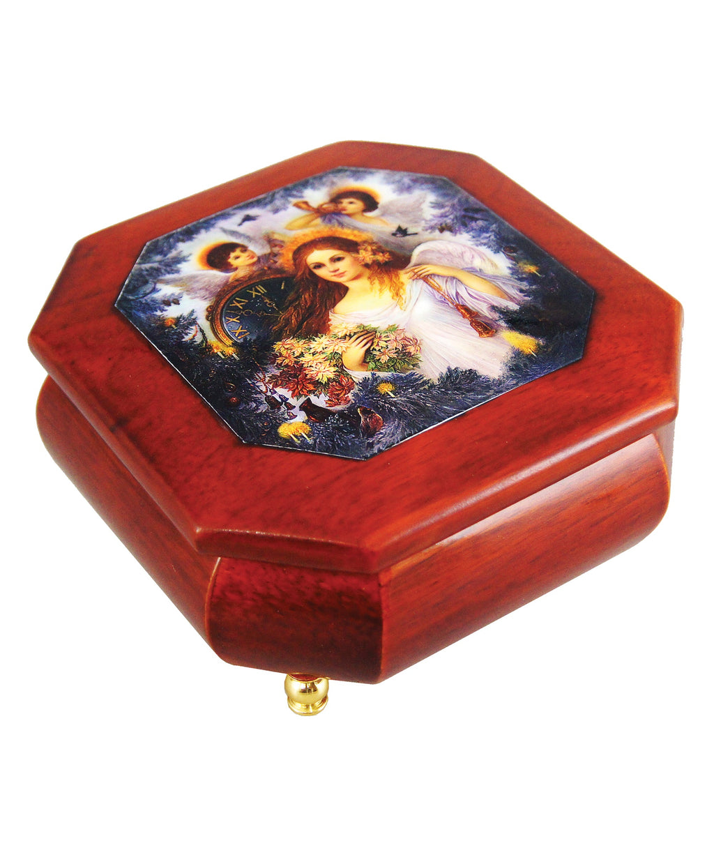 Guardian Angels Wooden Music Box 6x6x3