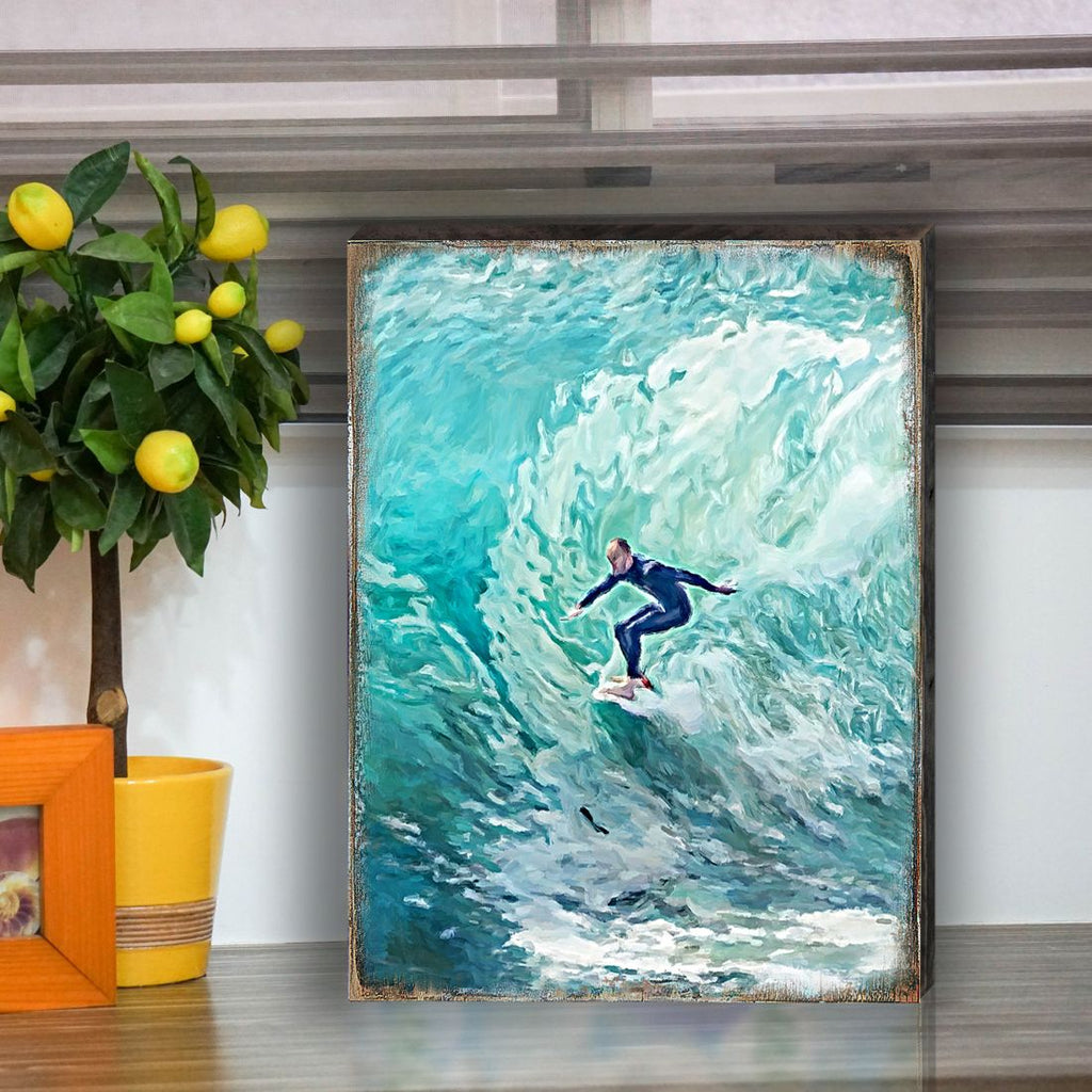 Sophronia Surfer Wooden Coastal Wall Art by Nature Wonders - Coastal Sea-Life Decor - 95227B