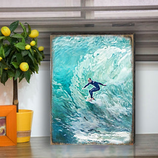 Sophronia Surfer Wooden Coastal Wall Art by Nature Wonders - Coastal Sea-Life Decor - 95227B