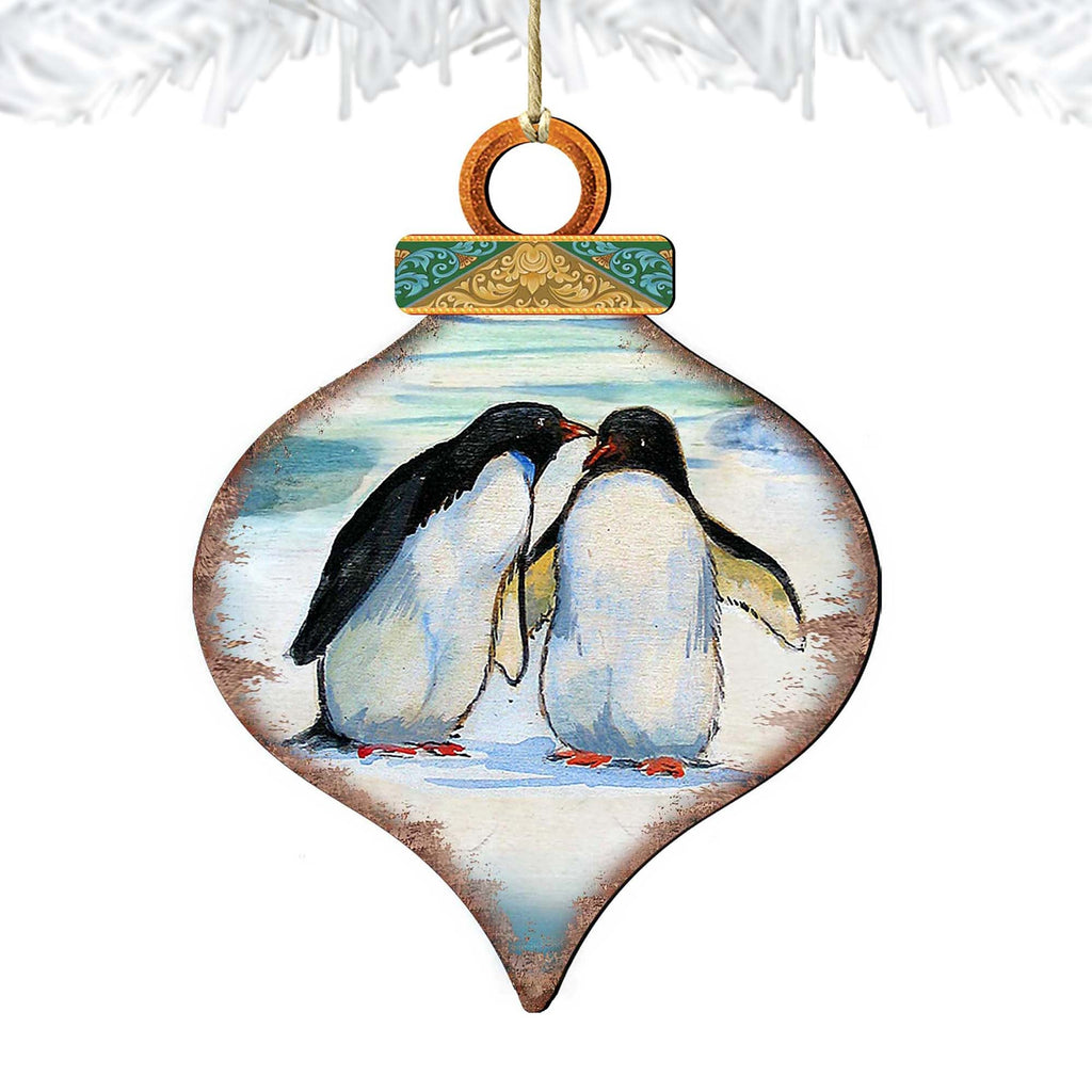 Penguins Drop Wooden Ornaments by G. DeBrekht - Wildlife Holiday Decor - 8035382