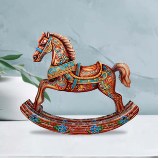 Enchanting Rocking Horse Limited Edition Wooden Figurine by G. Debrekht - Christmas Centerpiece Decor - 89308