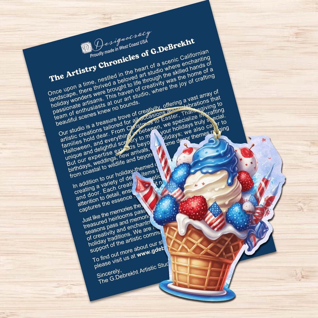 American Farmhouse Decorative Eco Wood Ornaments Set of 3 by G. Debrekht - Patriotic Decor - 8091001-S3