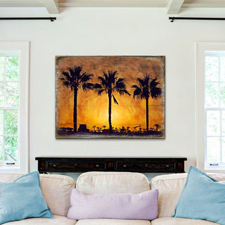Spates Palm Trees in Sunset Wooden Wall Art by Nature Wonders - Nature Wildlife Decor - 95275B