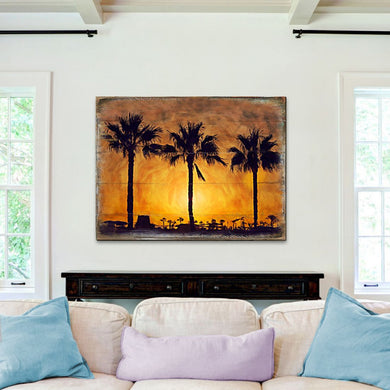 Spates Palm Trees in Sunset Wooden Wall Art by Nature Wonders - Nature Wildlife Decor - 95275B