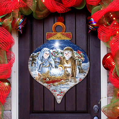 Snow Family Nativity Door Decor by D. Gelsinger - Christmas Santa Snowman Decor - 8031153H-DG