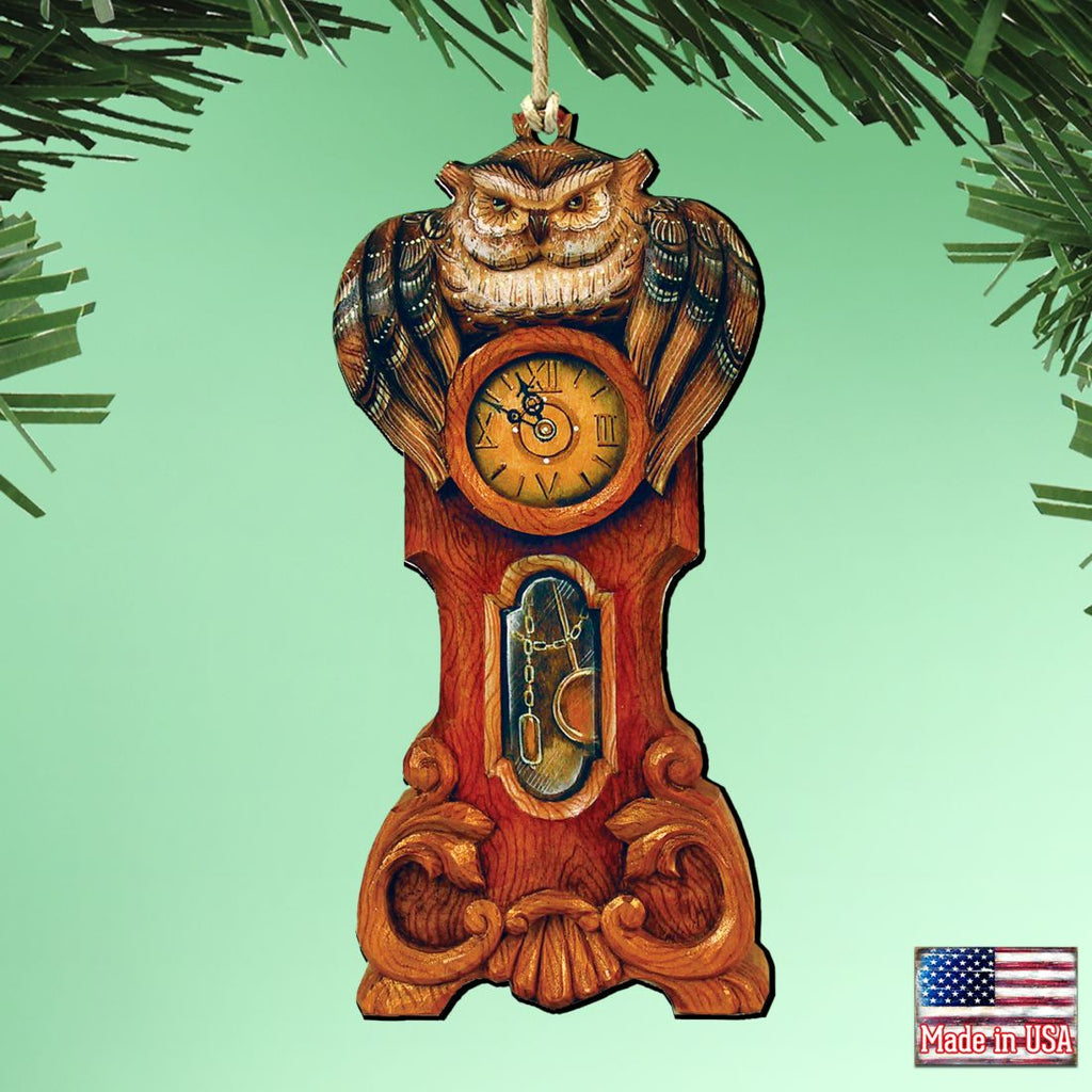 Owl Clock Wooden Ornaments Halloween by G. DeBrekht - Thanksgiving Halloween Decor - 8153311