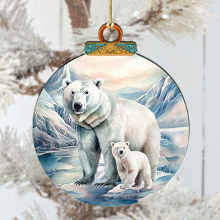 Polar Bear in Snowy Bliss Wooden Ornaments by G.Debrekht - Wildlife Holiday Decor - 870049