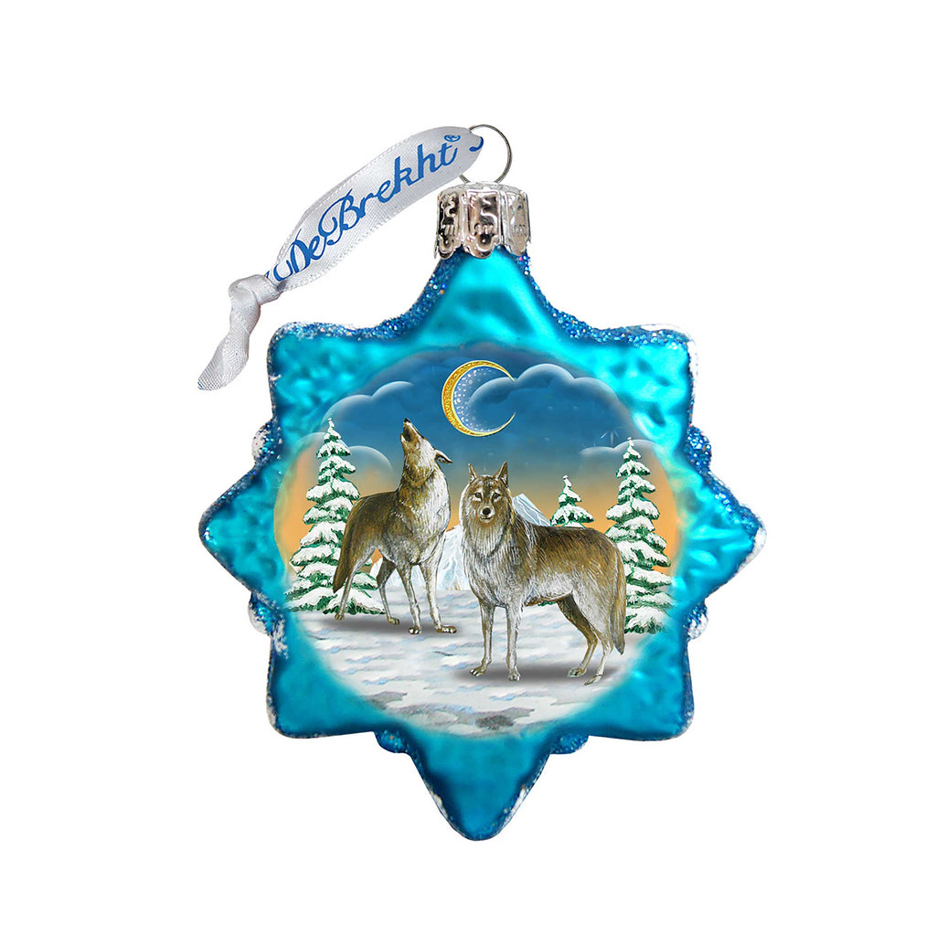 Wolves in The Winter Moon Mercury Glass Ornament by G. DeBrekht - Wildlife Holiday Decor - 771011