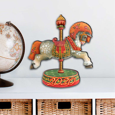 Carousel Horse Dated Holiday Outdoor Decor Large Ornament by G. DeBrekht - Carousel Holiday Decor - 8114041-2M-D