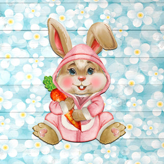Baby Girl Carrot Bunny Wooden Door Hanger by G. DeBrekht - Easter Spring Decor - 815432-3H