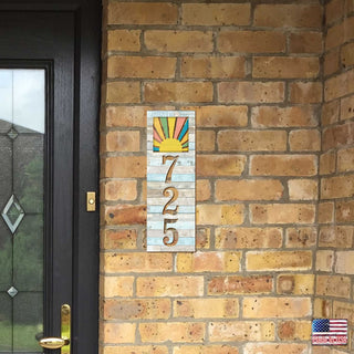 Address Sign - House Numbers for Housewarming - Sunrise Wooden Plaque - Custom Home Sign - MA989821B