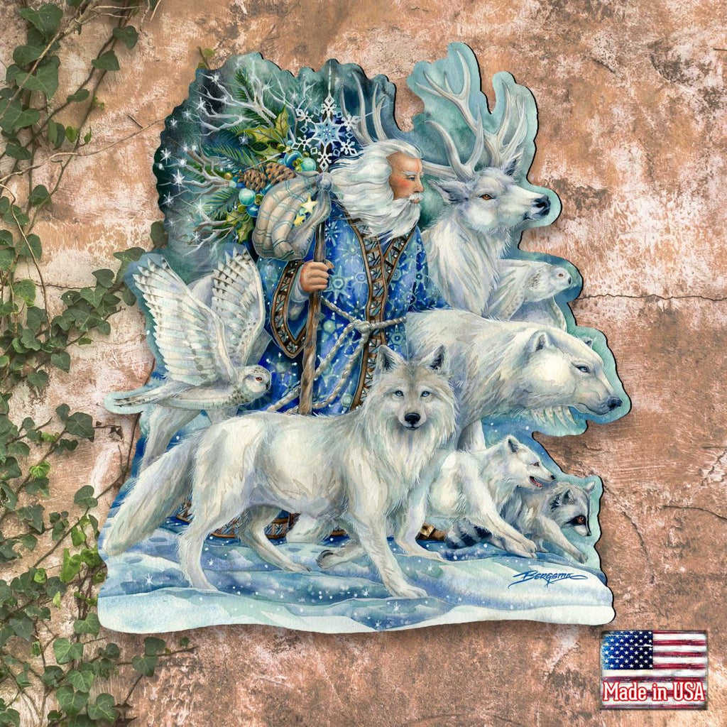 Cool Winds Father Winter Animals Wall Art by J. Bergsma - Wildlife Holiday Decor - 8591862W-JB