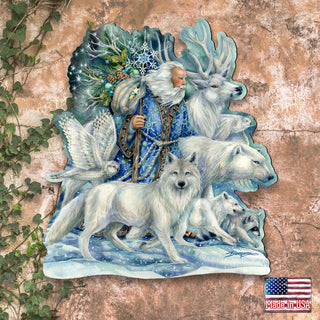 Cool Winds Father Winter Animals Wall Art by J. Bergsma - Wildlife Holiday Decor - 8591862W-JB