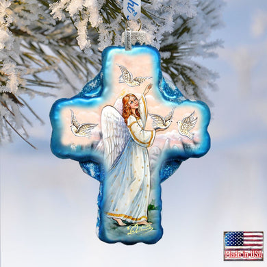Guardian Angel Cross Glass Ornament Holiday by Debrekht 758-019