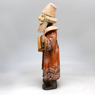 One-of-a-Kind Man with Garmoshka WOODCARVED Figurine 12x5x35 by G. Debrekht - Unique Hand-carved and Hand-Painted Collectible